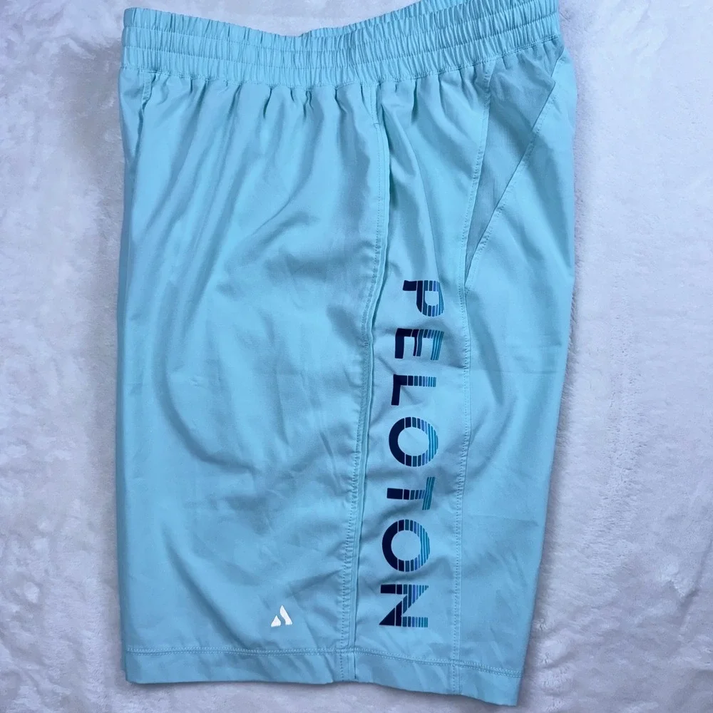 Solfire Peloton Athletic Shorts Men Small Light Blue Reflective‎ Graphic Active